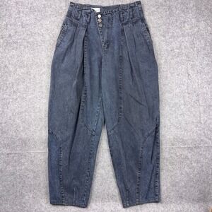 VTG Anchor Blue Jeans 32x32 Black Wash Pleated Jodhpur Balloon Leg 80s Y2K